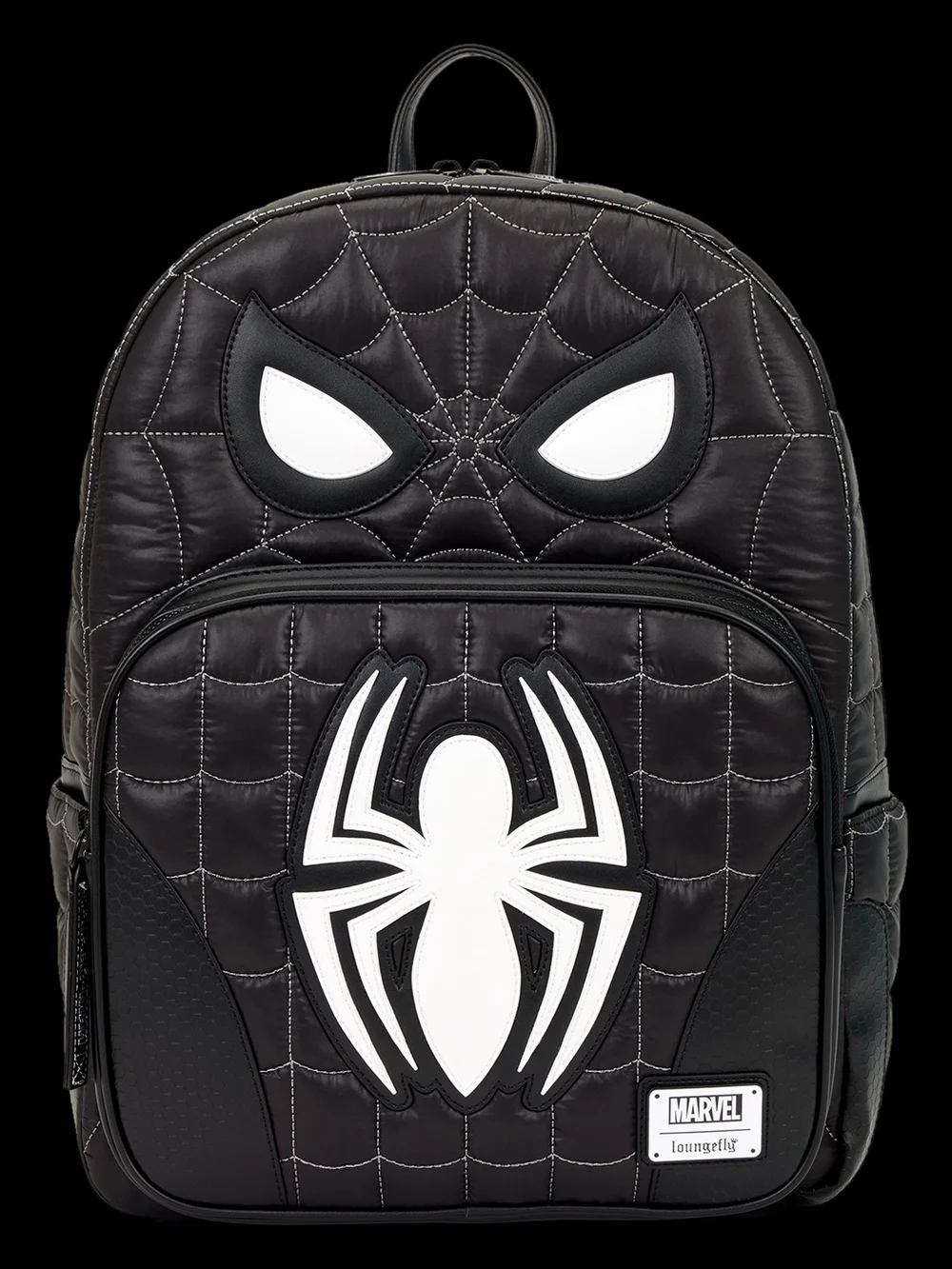 Loungefly Black and White Spider Emblem Backpack